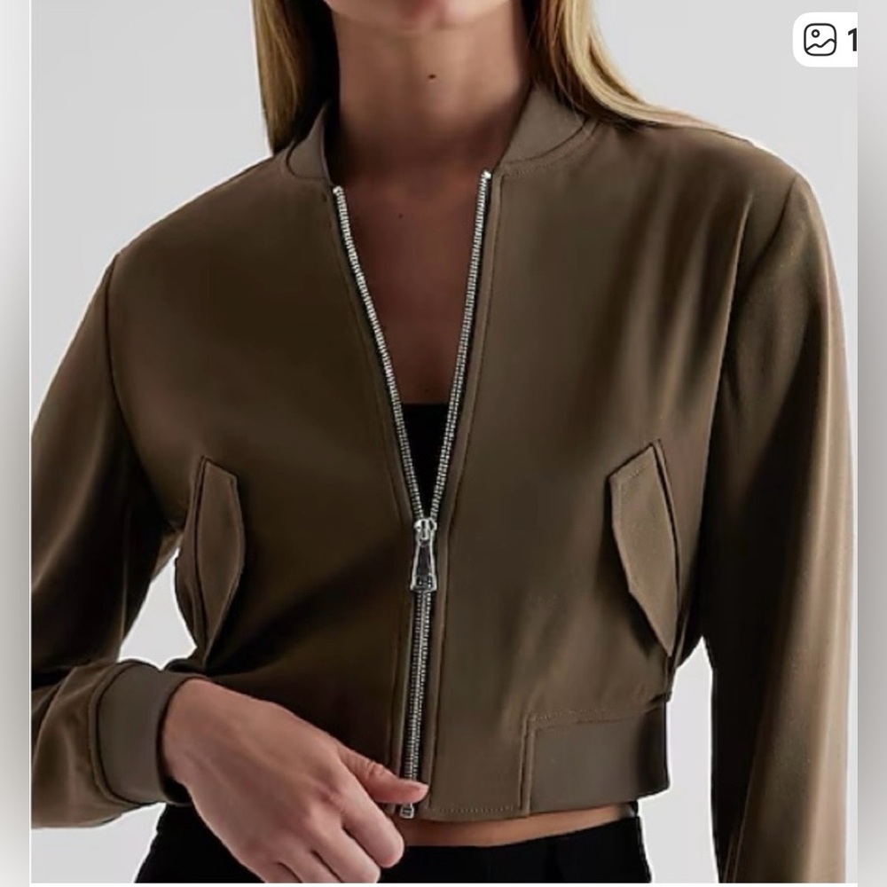 Express Olive Bomber Jacket - image 1